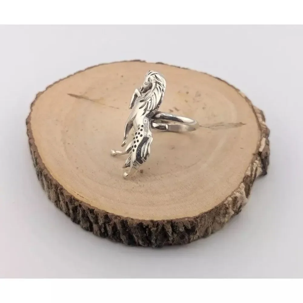 Navajo Sterling Silver Horse‎ Bypass Band Ring Native American Jewelry Sz 12US**